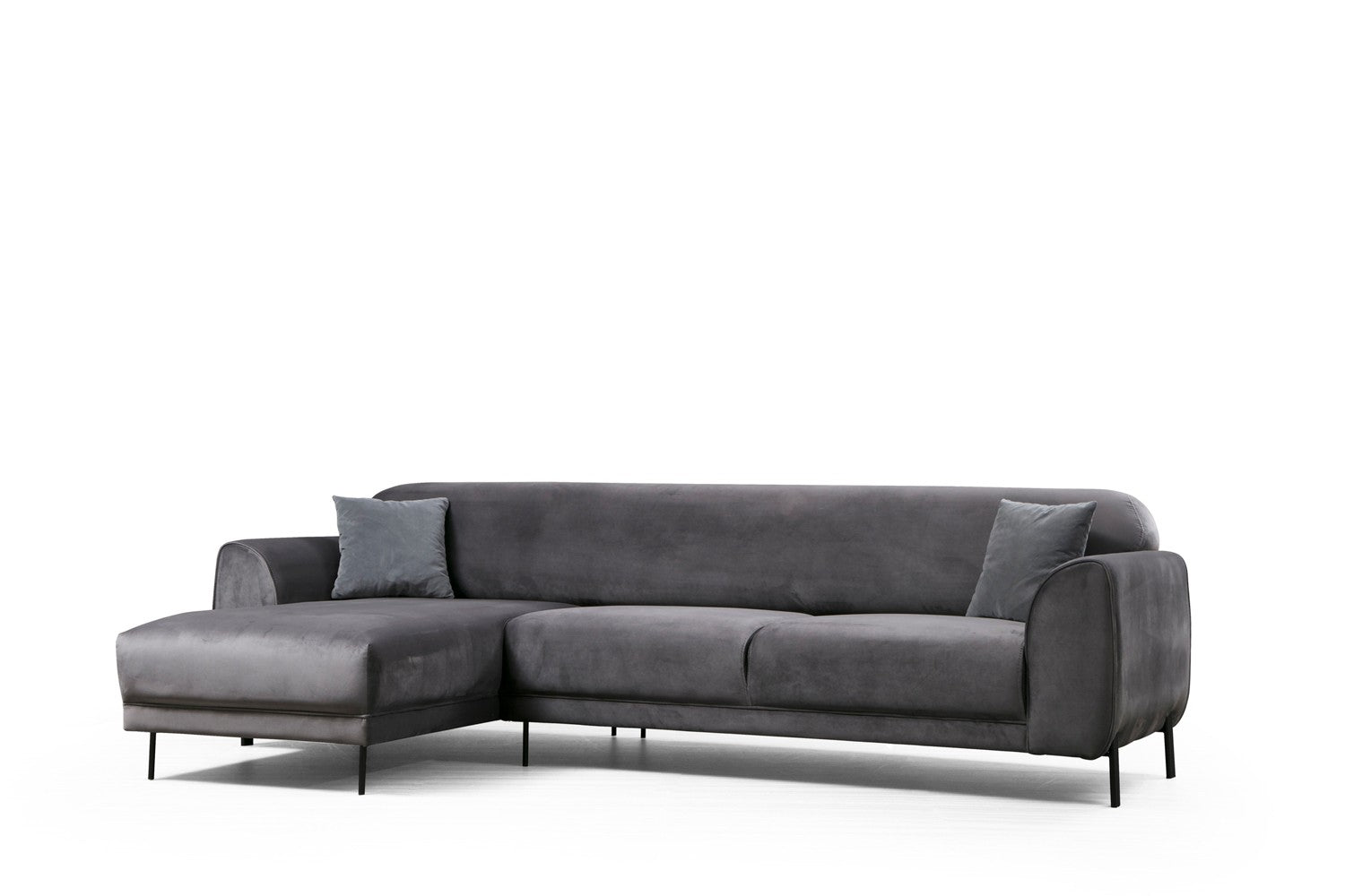 Sofá-cama de canto elegante, antracite, 287 x 169 cm | Estrutura em madeira de faia e aglomerado, 100% poliéster, espuma de mola de 10 cm | Design industrial moderno, perfeito para espaços de convivência