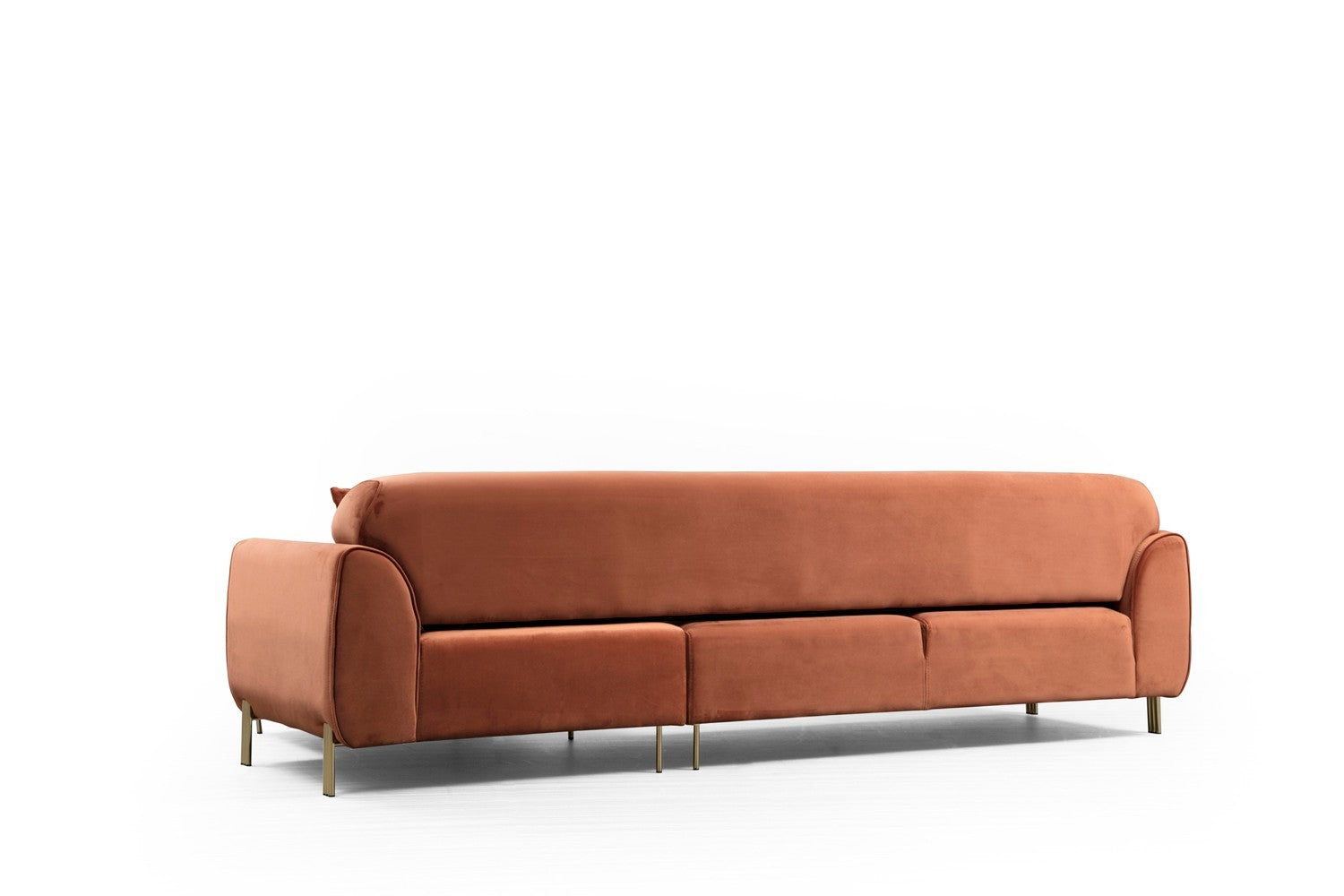 Sofá-cama de canto Cinnamon, estrutura de madeira de faia e aglomerado, 287 x 169 cm | 100% poliéster, pernas de metal dourado, elegante e funcional para espaços modernos