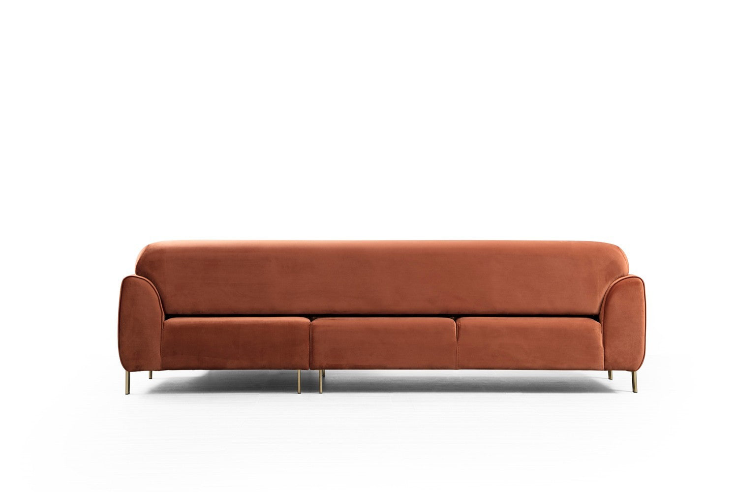 Sofá-cama de canto Cinnamon, estrutura de madeira de faia e aglomerado, 287 x 169 cm | 100% poliéster, pernas de metal dourado, elegante e funcional para espaços modernos