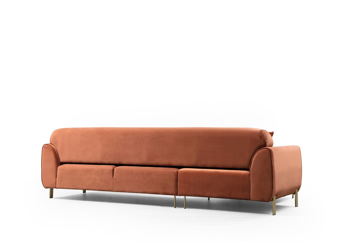 Sofá-cama de canto Cinnamon, estrutura de madeira de faia e aglomerado, 287 x 169 cm | 100% poliéster, pernas de metal dourado, elegante e funcional para espaços modernos