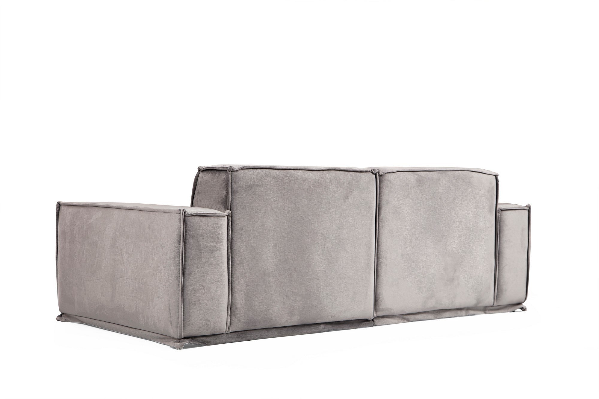 Sofá elegante de 2 lugares, cinza, 215 x 100 x 76 cm | Estrutura em madeira de faia, 100% poliéster, espuma macia e almofadas | Design escandinavo moderno para residências e hotéis