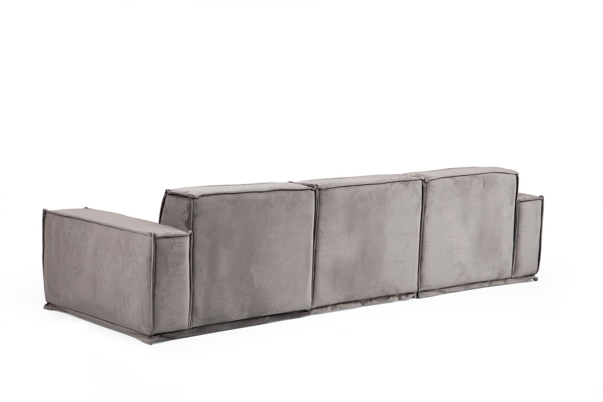 Sofá elegante de 3 lugares, cinza, 300 x 100 x 76 cm | Estrutura de madeira de faia, 100% poliéster, espuma macia, inclui 2 almofadas | Design escandinavo moderno para residências e hotéis