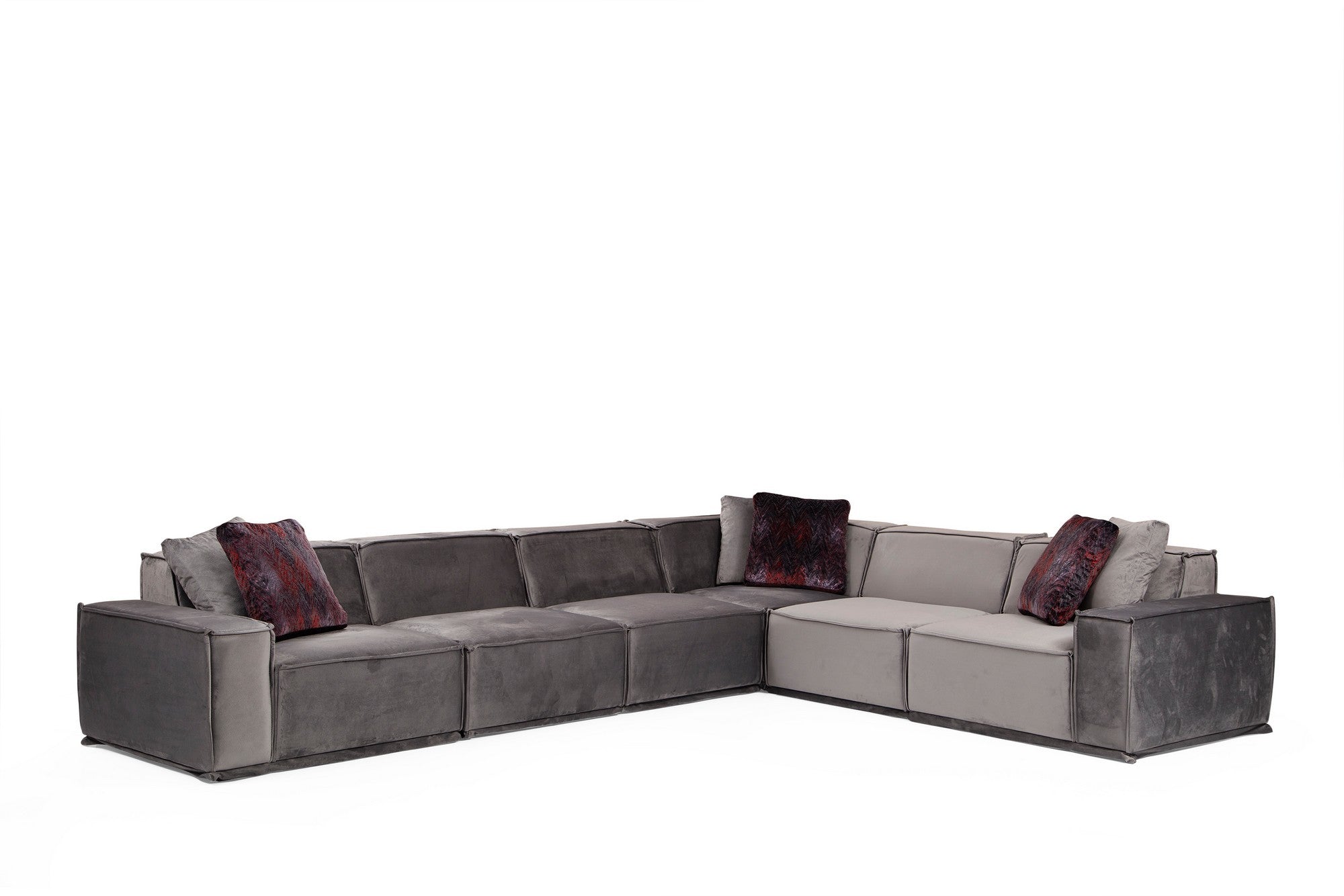 Sofá de Canto Elegante, Cinza, 388 x 300 cm | Estrutura em Madeira de Faia e Aglomerado, 100% Poliéster, 4 Almofadas Inclusas | Perfeito para Espaços Modernos