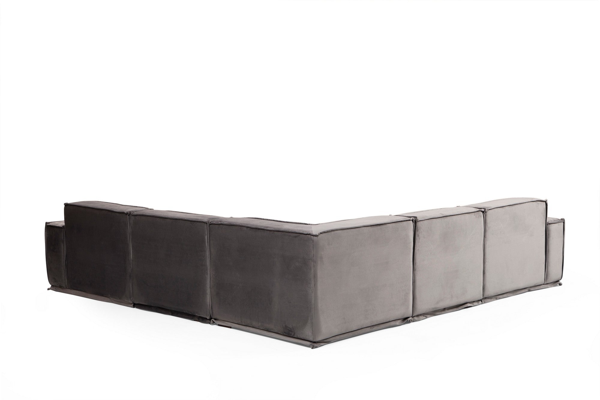 Sofá de canto elegante, cinza, 300 x 300 x 76 cm | Estrutura em madeira de faia e aglomerado, 100% poliéster, 4 almofadas macias incluídas | Perfeito para espaços modernos