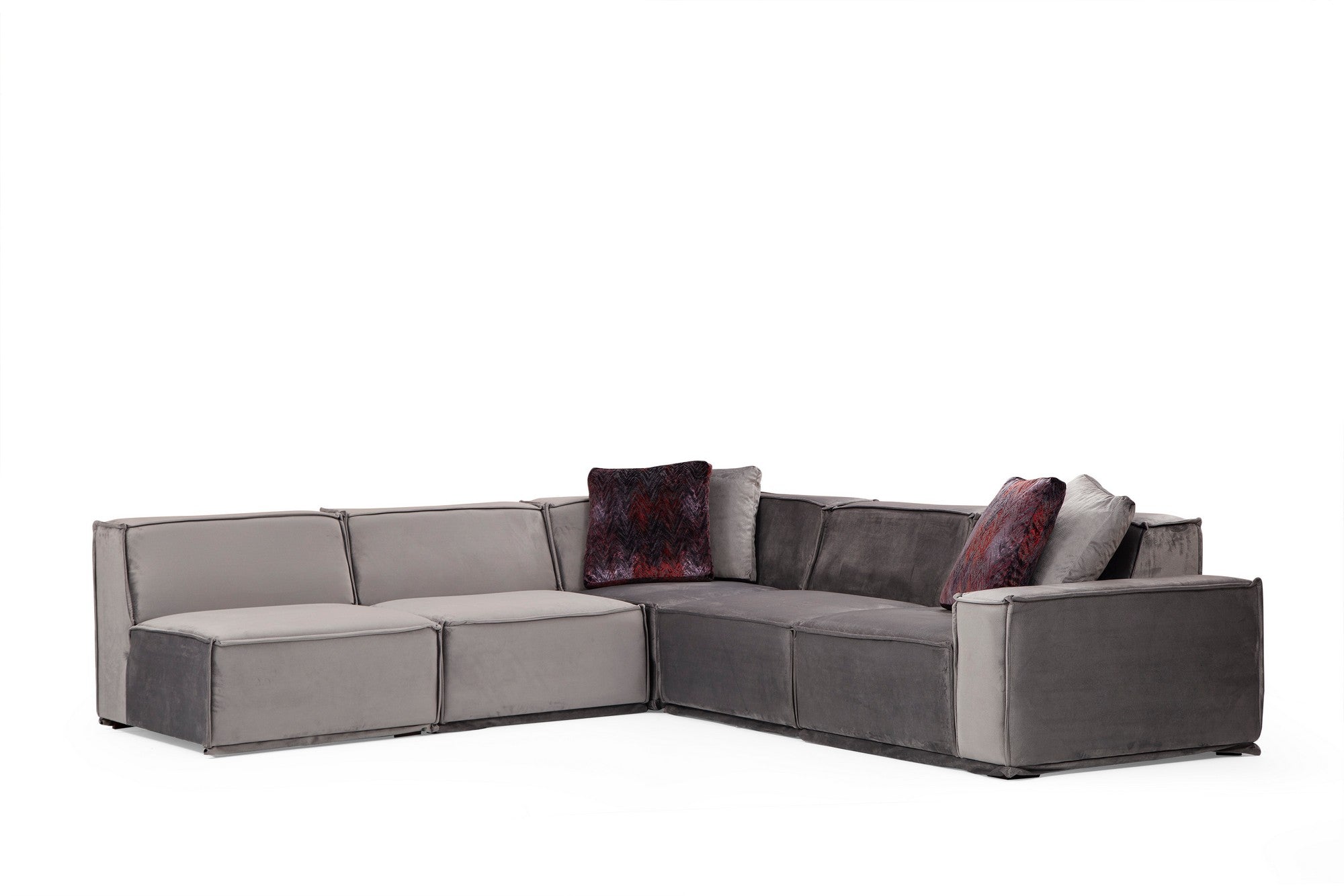 Sofá de Canto Elegante, Cinza, 276 x 300 cm | Estrutura em Madeira de Faia e Aglomerado, 100% Poliéster, 4 Almofadas Inclusas | Perfeito para Espaços Modernos