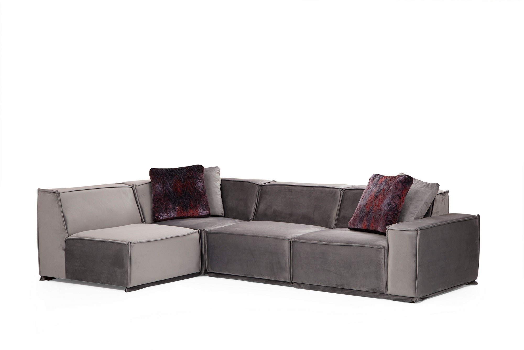 Sofá de Canto Elegante, Cinza, 190x300 cm | Estrutura em Madeira de Faia e Aglomerado, 100% Poliéster, Almofadas de Espuma Macia, 4 Almofadas Inclusas | Conceito Moderno de Hotel