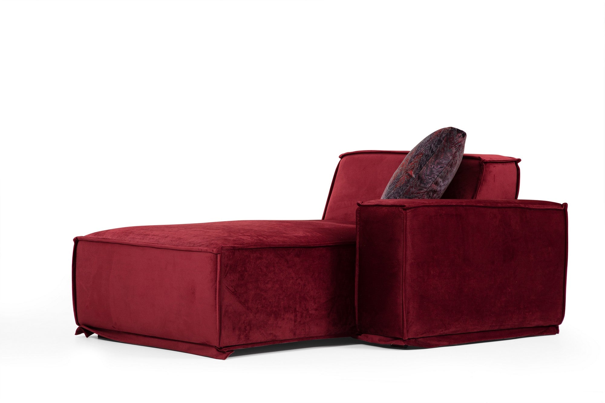 Sofá de canto elegante na cor Borgonha, estrutura de madeira de faia e aglomerado, 170 x 300 cm | 100% poliéster, espuma macia, 4 almofadas incluídas | Design moderno para residências e hotéis