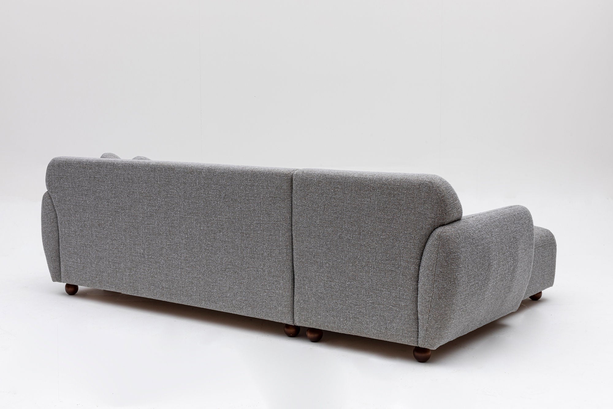 Sofá de canto elegante, cinza claro, 162 x 273 cm | Estrutura em madeira de faia e aglomerado, 100% poliéster, 2 almofadas incluídas | Design elegante para espaços de convivência modernos