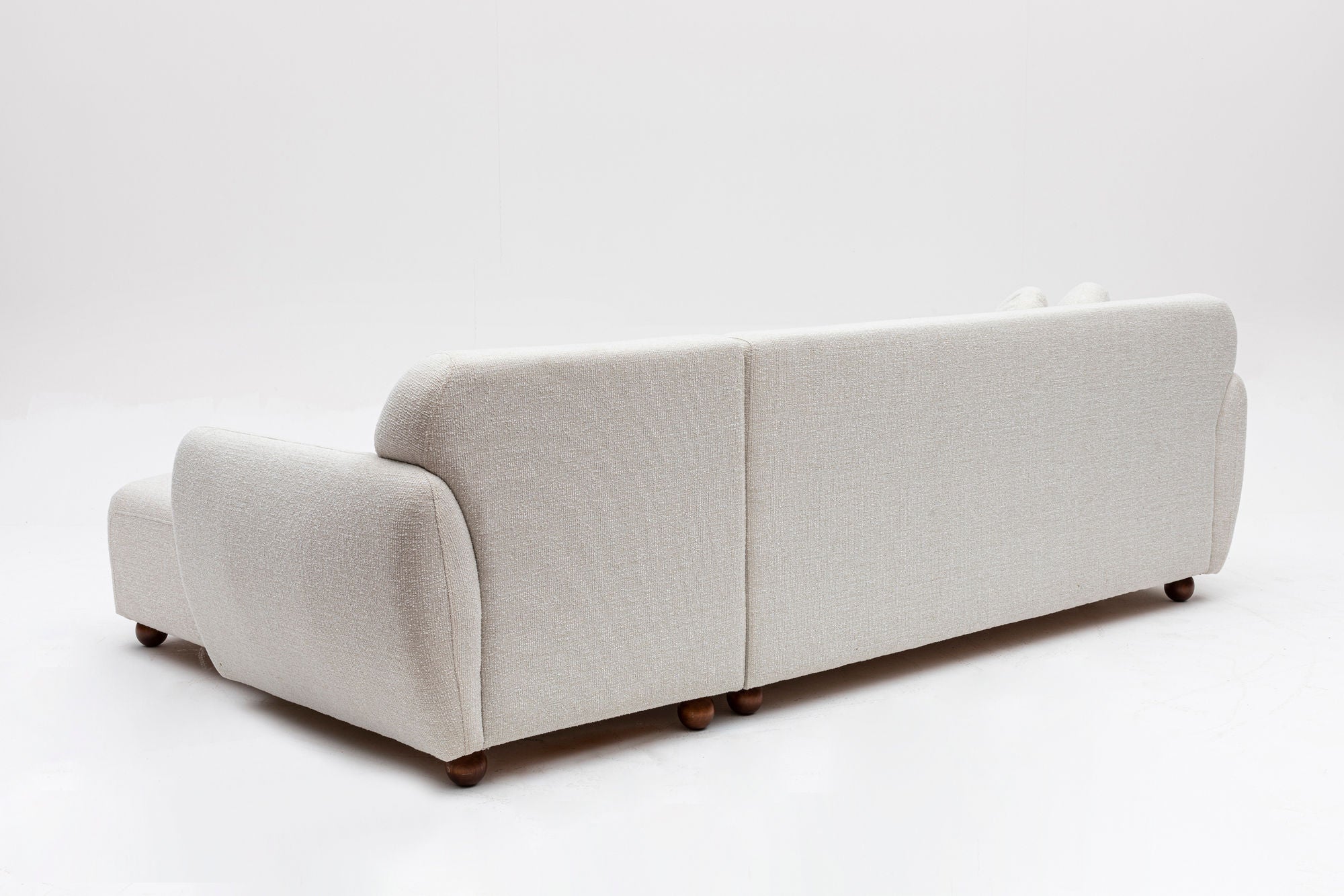 Sofá de canto elegante, branco, 162 x 273 cm | Estrutura em madeira de faia e aglomerado, 100% poliéster, 2 almofadas incluídas | Elegante e confortável para espaços de convivência modernos
