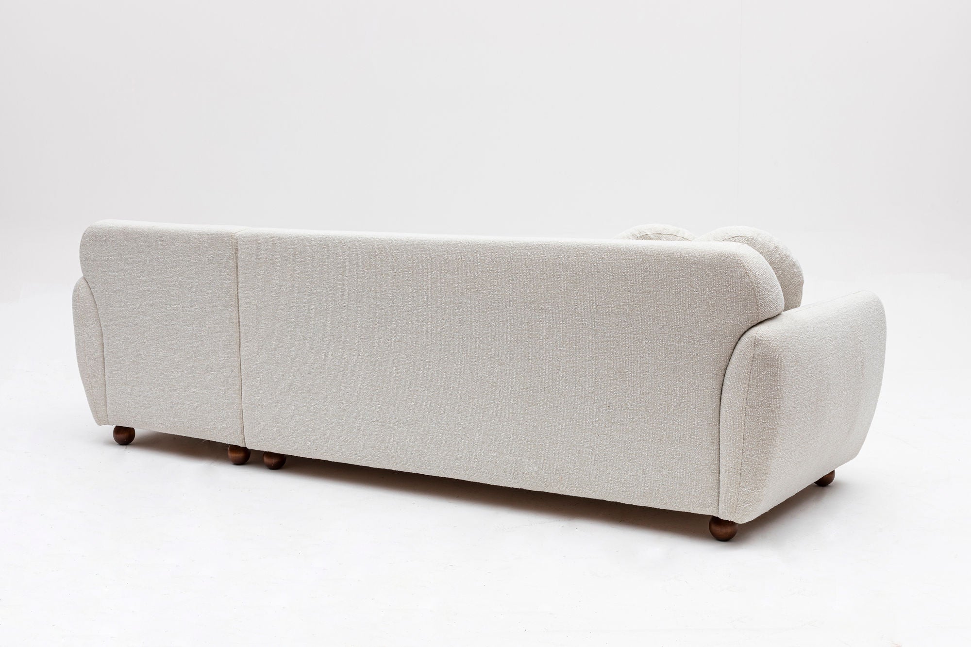 Sofá de canto elegante, branco, 162 x 273 cm | Estrutura em madeira de faia e aglomerado, 100% poliéster, 2 almofadas incluídas | Elegante e confortável para espaços de convivência modernos