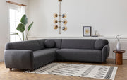 Sofá de canto elegante, cinza escuro, 280 x 280 cm | Estrutura em madeira de faia e aglomerado, 100% poliéster, 2 almofadas incluídas | Design elegante para espaços de convivência modernos