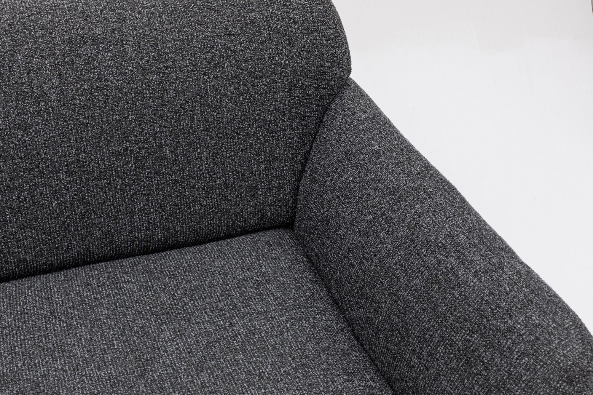 Sofá de canto elegante, cinza escuro, 280 x 280 cm | Estrutura em madeira de faia e aglomerado, 100% poliéster, 2 almofadas incluídas | Design elegante para espaços de convivência modernos