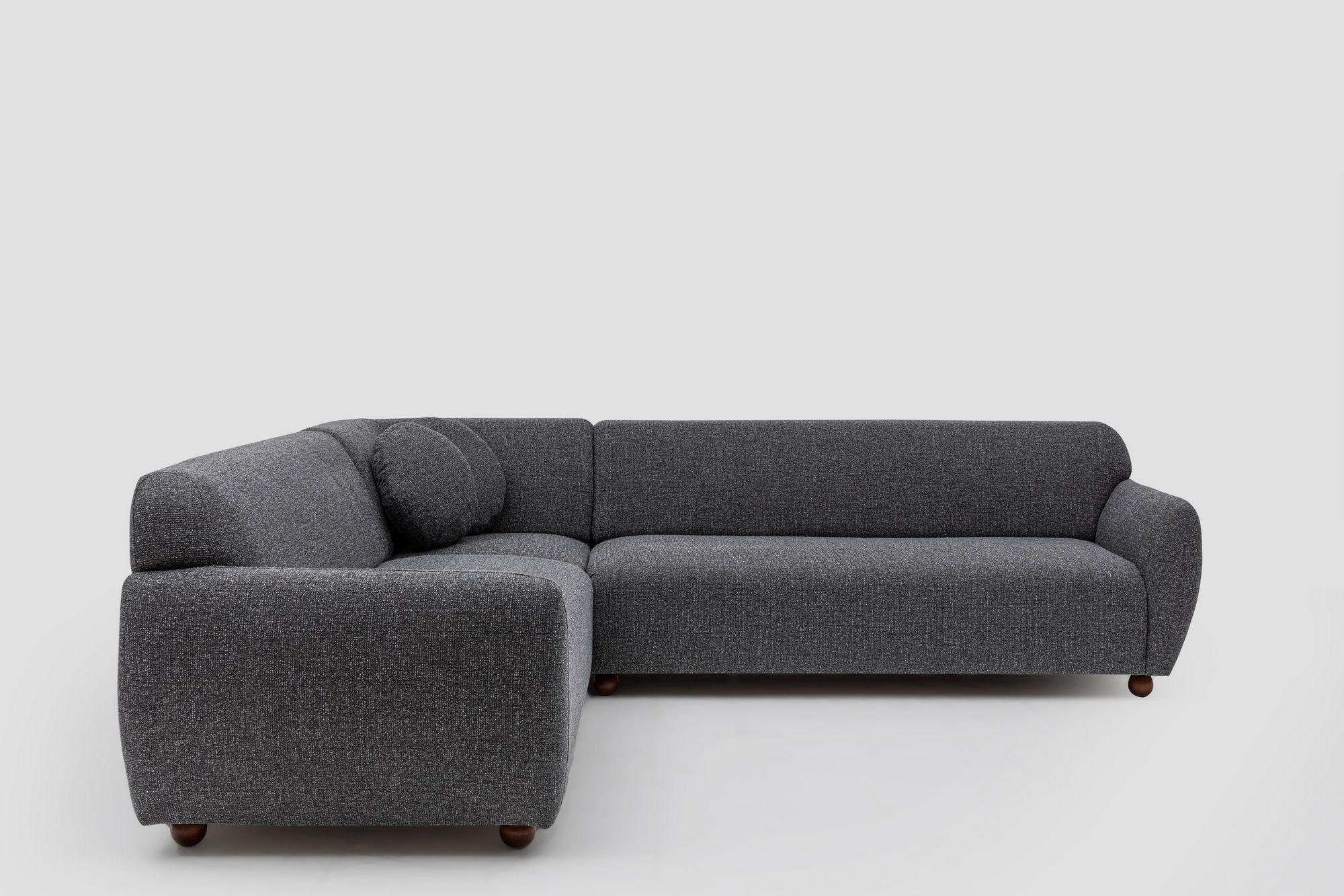 Sofá de canto elegante, cinza escuro, 280 x 280 cm | Estrutura em madeira de faia e aglomerado, 100% poliéster, 2 almofadas incluídas | Design elegante para espaços de convivência modernos