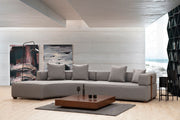 Sofá de canto elegante, cinza, 105 x 180 cm | Estrutura em madeira de faia e aglomerado, 100% poliéster, 5 almofadas incluídas | Design escandinavo elegante para uma vida moderna