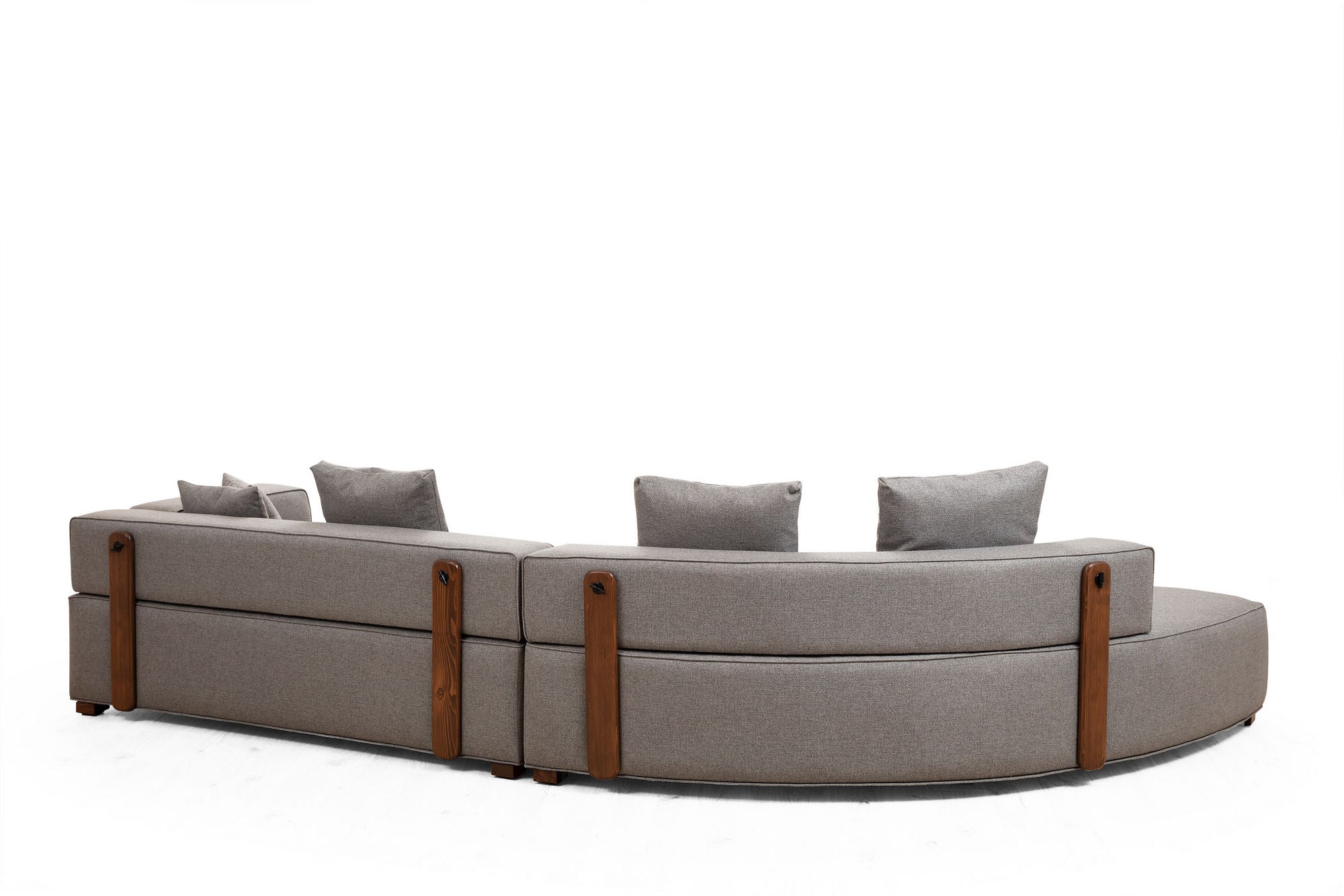 Sofá de canto elegante, cinza, 105 x 180 cm | Estrutura em madeira de faia e aglomerado, 100% poliéster, 5 almofadas incluídas | Design escandinavo elegante para uma vida moderna