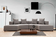 Sofá de canto elegante, cinza, 360 x 105 cm | Estrutura em madeira de faia e aglomerado, 100% poliéster, 4 almofadas incluídas | Design escandinavo moderno para residências e hotéis
