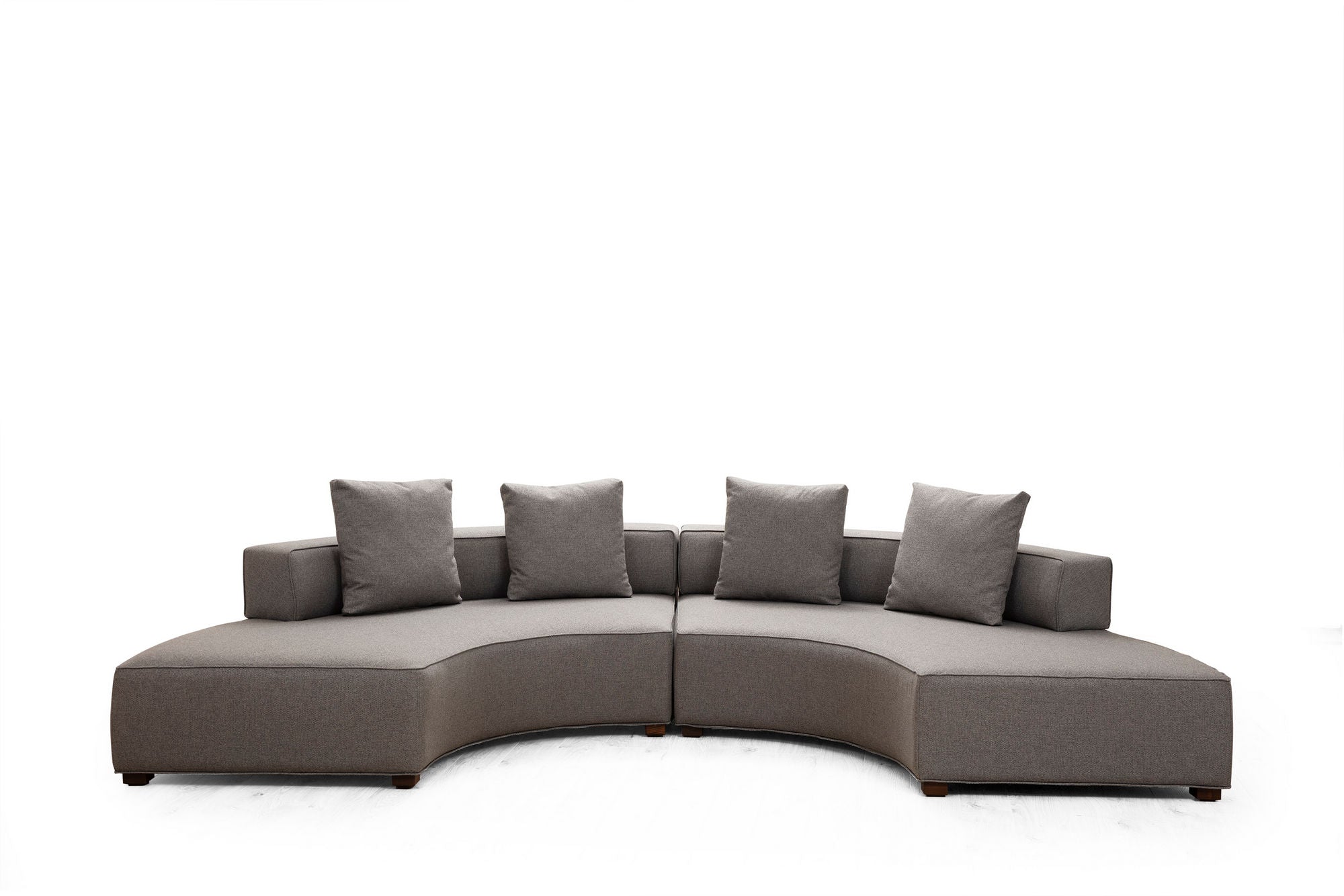 Sofá de canto elegante, cinza, 360 x 105 cm | Estrutura em madeira de faia e aglomerado, 100% poliéster, 4 almofadas incluídas | Design escandinavo moderno para residências e hotéis