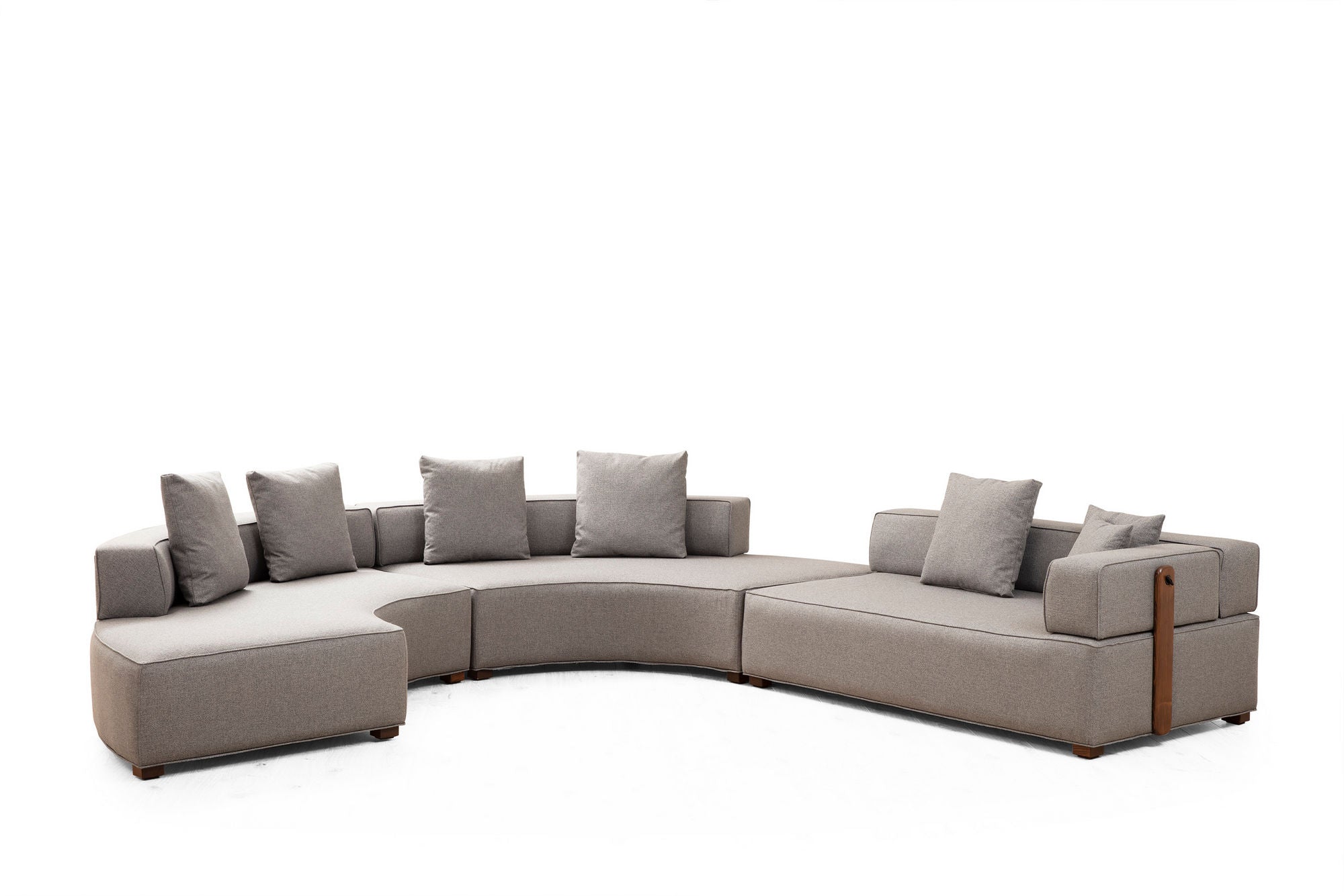 Sofá de canto elegante, cinza, 300 x 360 cm | Estrutura em madeira de faia e aglomerado, 100% poliéster, 7 almofadas incluídas | Perfeito para espaços de estar escandinavos modernos