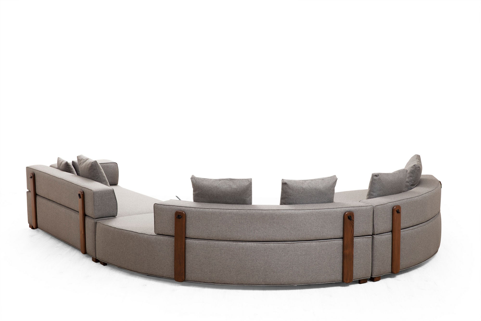 Sofá de canto elegante, cinza, 300 x 360 cm | Estrutura em madeira de faia e aglomerado, 100% poliéster, 7 almofadas incluídas | Perfeito para espaços de estar escandinavos modernos