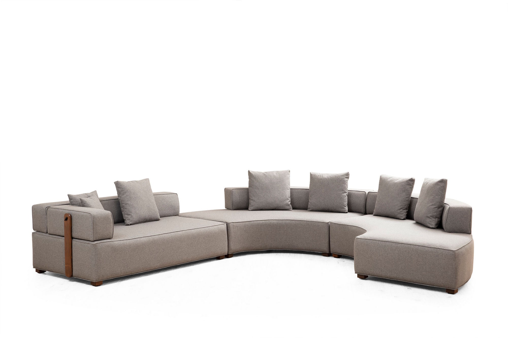 Sofá de canto elegante, cinza, 360 x 300 cm | Estrutura em madeira de faia e aglomerado, 100% poliéster, 7 almofadas incluídas | Perfeito para espaços de estar escandinavos modernos