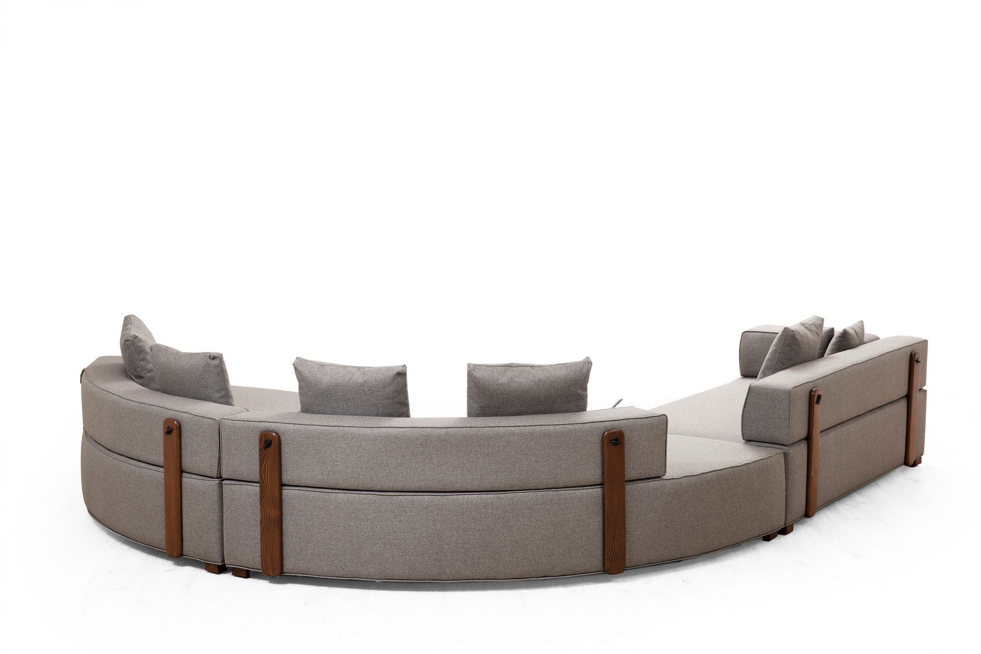 Sofá de canto elegante, cinza, 360 x 300 cm | Estrutura em madeira de faia e aglomerado, 100% poliéster, 7 almofadas incluídas | Perfeito para espaços de estar escandinavos modernos
