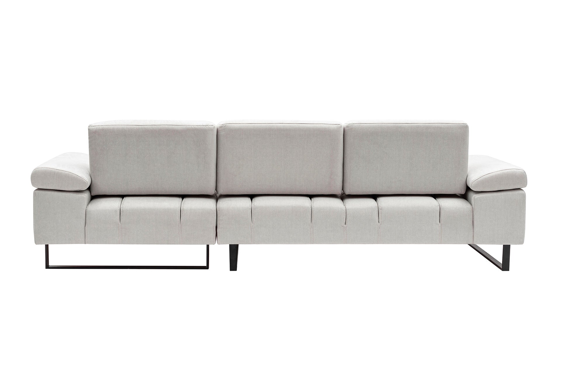 Sofá de canto elegante, bege, 274 x 174 x 83 cm | Estrutura em madeira de faia e aglomerado, 100% poliéster, braço ajustável, encosto móvel | Design industrial moderno