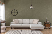 Sofá de canto elegante, bege, 314 x 174 cm | Estrutura em madeira de faia e aglomerado, 100% poliéster, braço ajustável, encosto móvel | Design industrial moderno