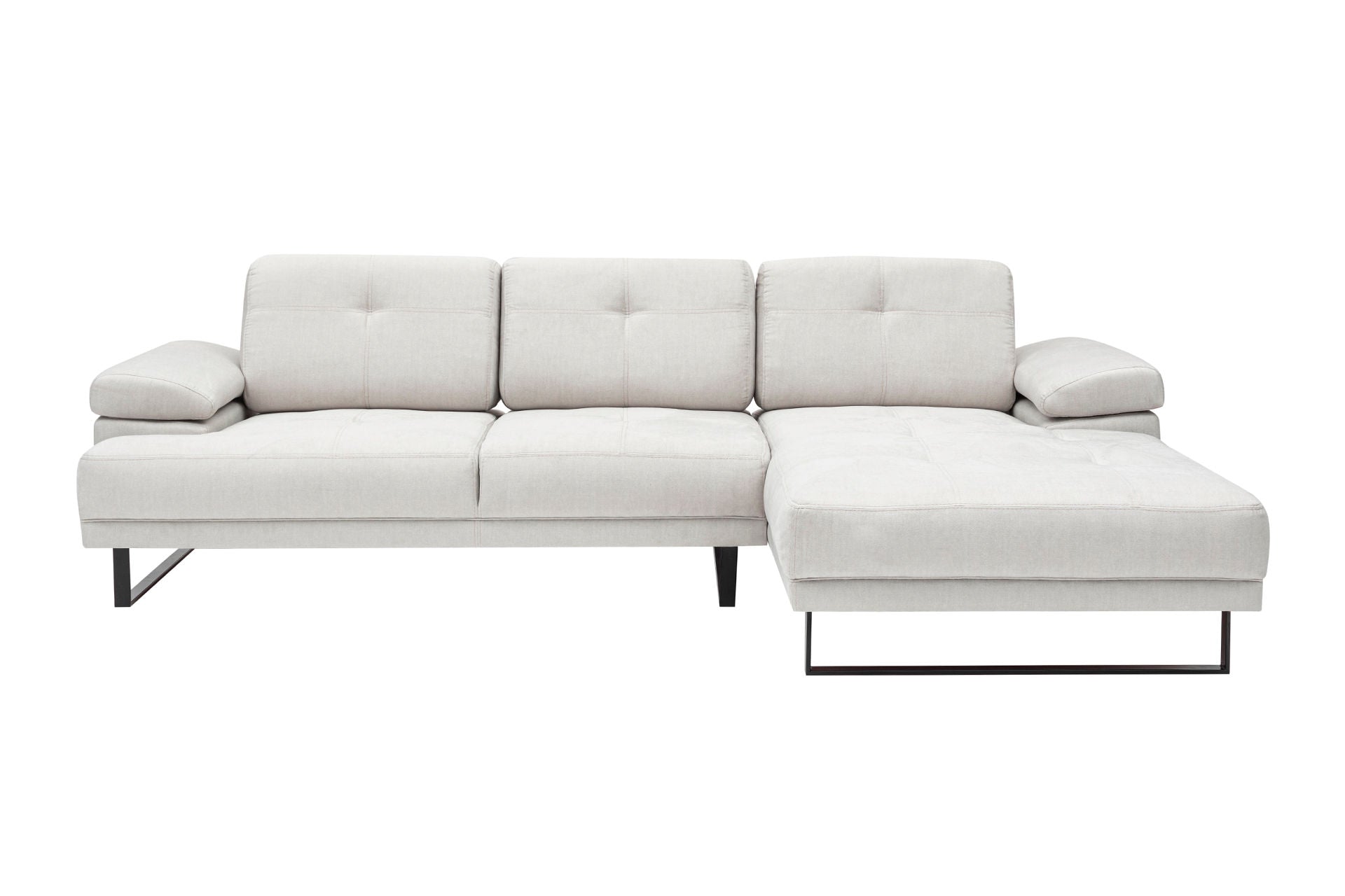 Sofá de canto elegante, bege, 314 x 174 cm | Estrutura em madeira de faia e aglomerado, 100% poliéster, braço ajustável, encosto móvel | Design industrial moderno