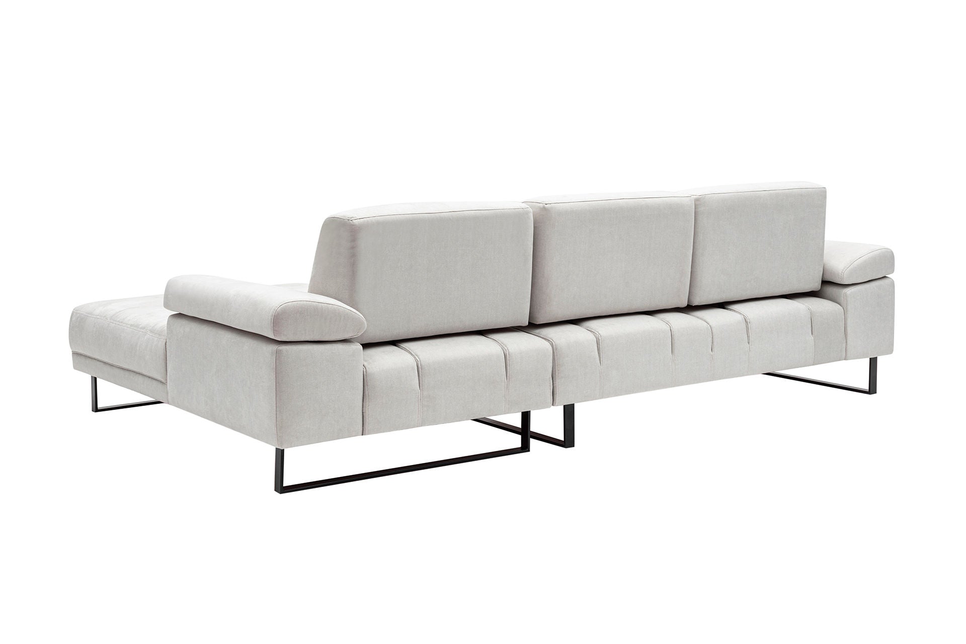 Sofá de canto elegante, bege, 314 x 174 cm | Estrutura em madeira de faia e aglomerado, 100% poliéster, braço ajustável, encosto móvel | Design industrial moderno