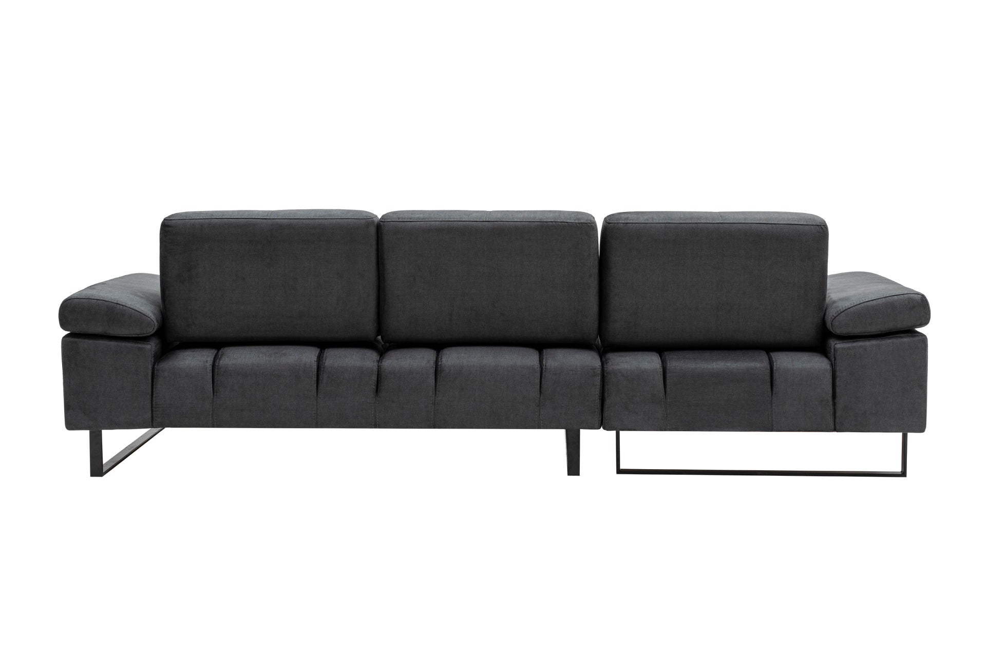 Sofá de canto elegante, antracite, 174 x 274 cm | Estrutura em madeira de faia e aglomerado, 100% poliéster, braço ajustável, encosto móvel | Design industrial moderno