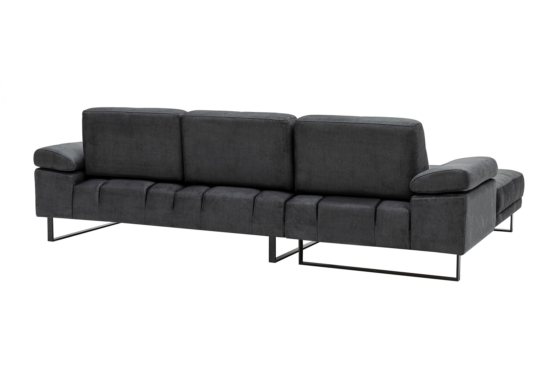 Sofá de canto elegante, antracite, 174 x 274 cm | Estrutura em madeira de faia e aglomerado, 100% poliéster, braço ajustável, encosto móvel | Design industrial moderno