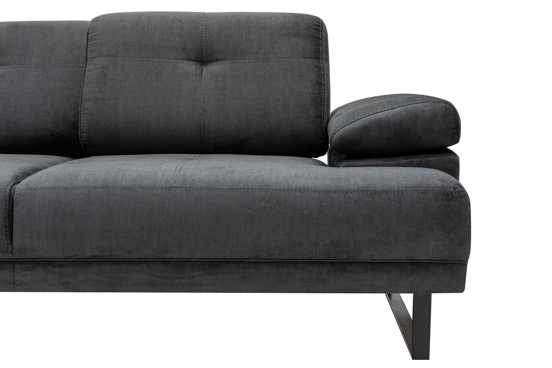 Sofá de canto elegante, antracite, 174 x 274 cm | Estrutura em madeira de faia e aglomerado, 100% poliéster, braço ajustável, encosto móvel | Design industrial moderno