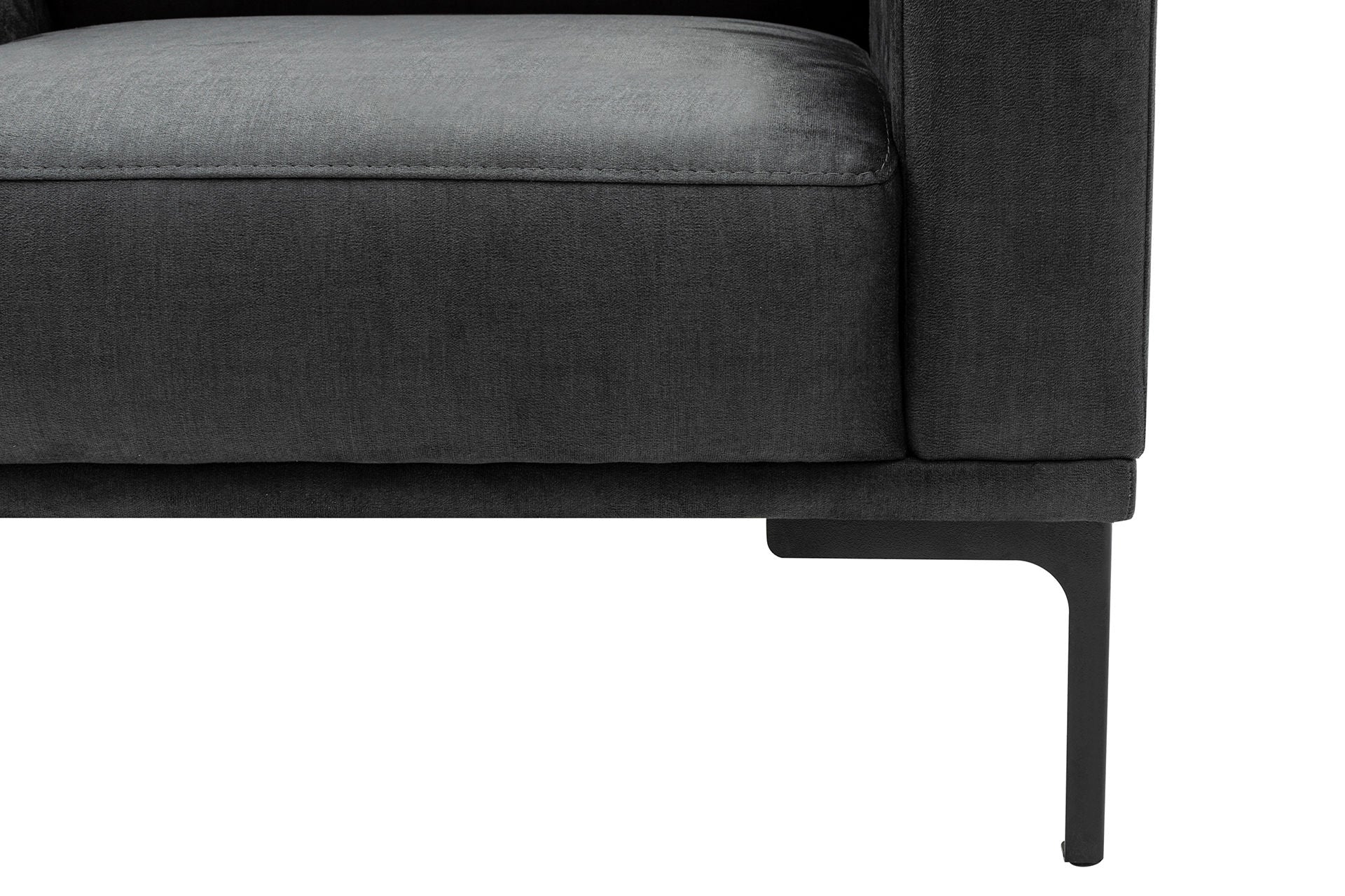 Sofá de canto elegante, antracite, 174 x 274 cm | Estrutura em madeira de faia e aglomerado, 100% poliéster, braço ajustável, encosto móvel | Design industrial moderno