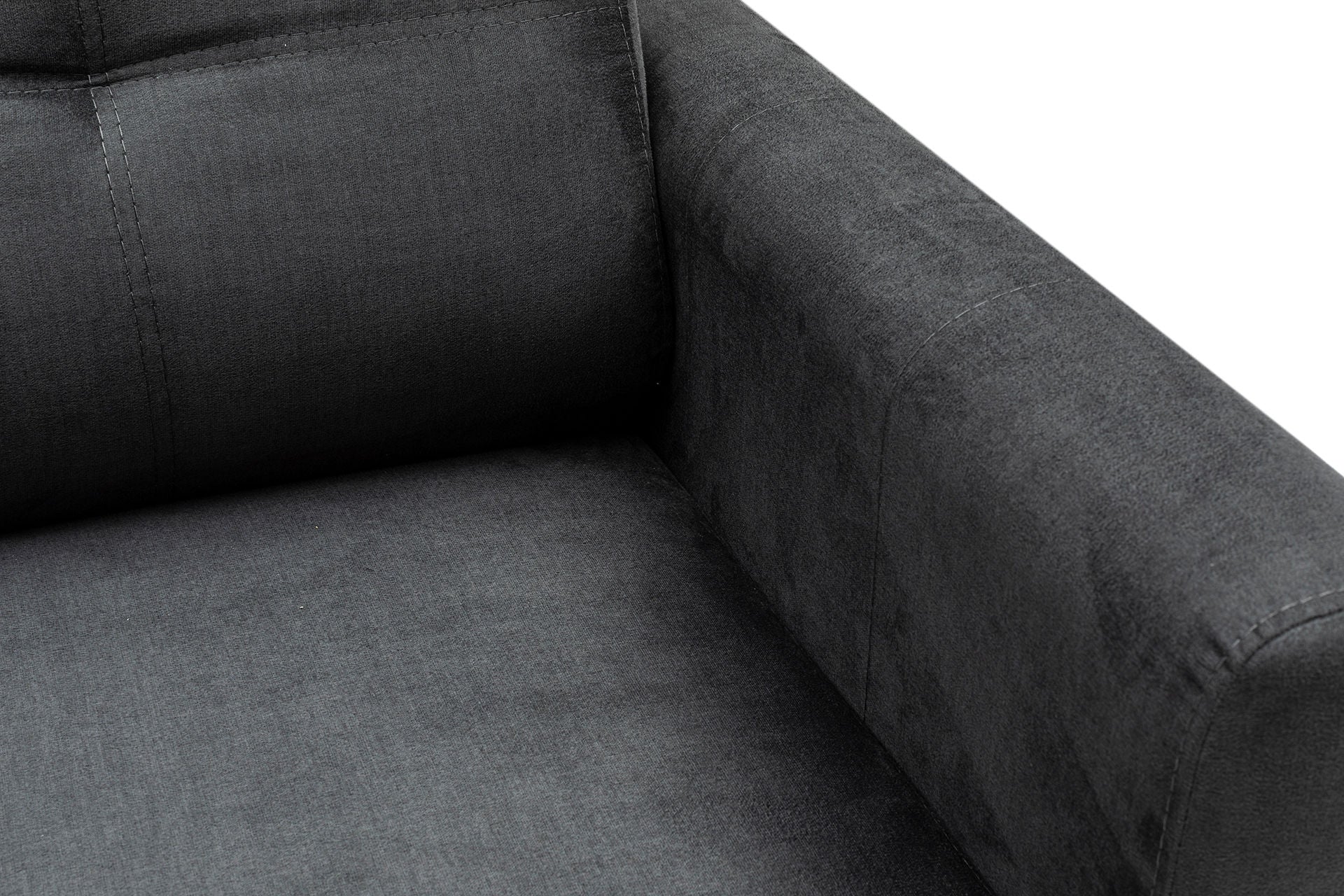 Sofá de canto elegante, antracite, 174 x 274 cm | Estrutura em madeira de faia e aglomerado, 100% poliéster, braço ajustável, encosto móvel | Design industrial moderno