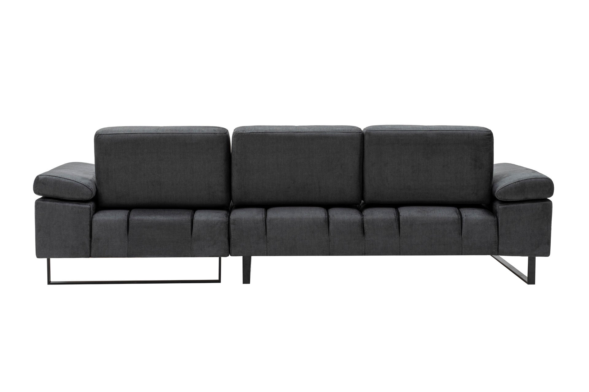 Sofá de canto elegante, antracite, 314 x 174 x 83 cm | Estrutura em madeira de faia e aglomerado, 100% poliéster, braço ajustável, almofadas de espuma macia e penas | Design industrial moderno