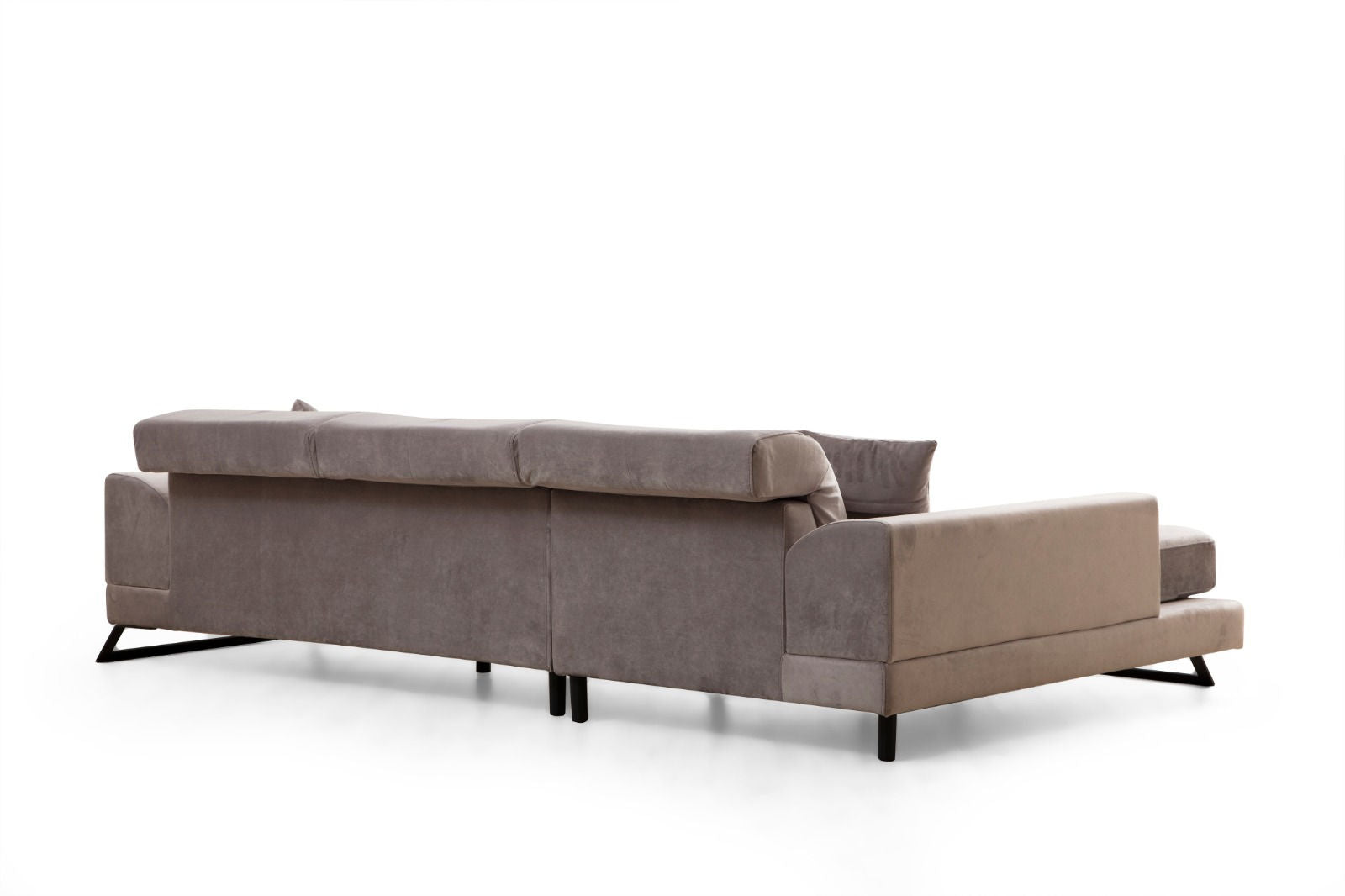 Sofá de canto elegante, cinza claro, 304 x 190 cm | Estrutura em madeira de faia e aglomerado, encosto ajustável, almofadas de espuma macia | Design industrial moderno