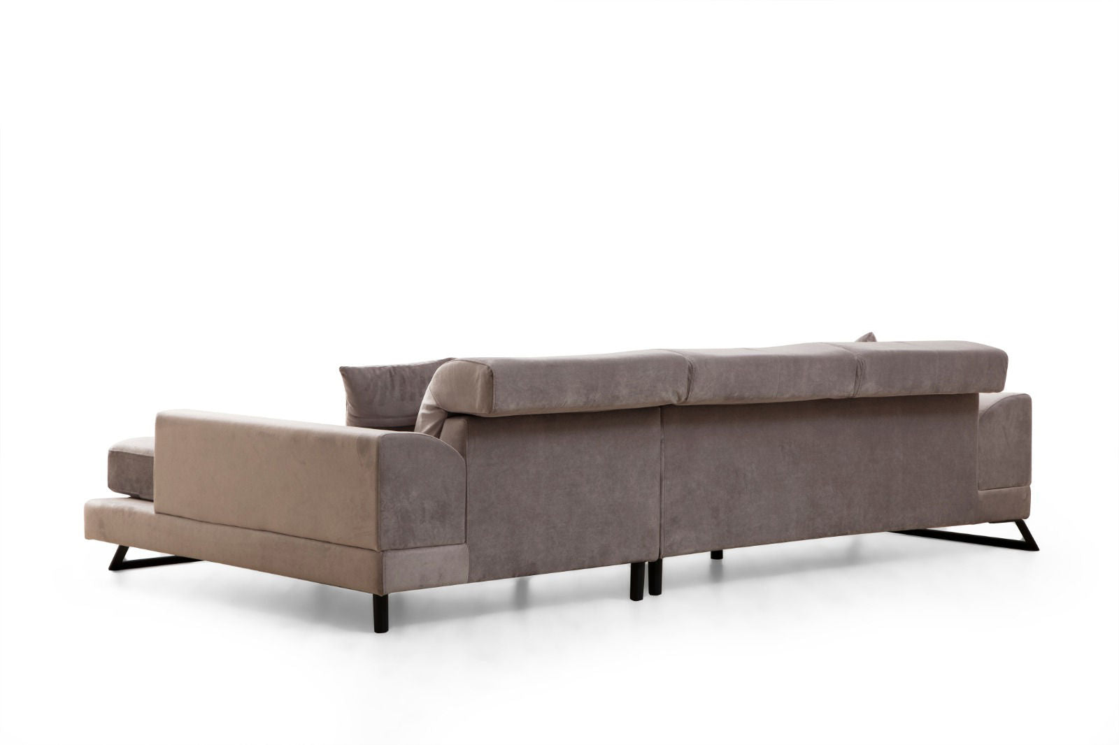 Sofá de canto elegante, cinza claro, 190 x 304 cm | Estrutura em madeira de faia e aglomerado, encosto ajustável, almofadas de espuma macia | Design moderno para sala de estar