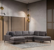 Sofá de canto elegante, antracite, 155 x 314 x 200 cm | Estrutura em madeira de faia e aglomerado, 100% poliéster, almofadas de espuma macia | Design moderno para salas de estar