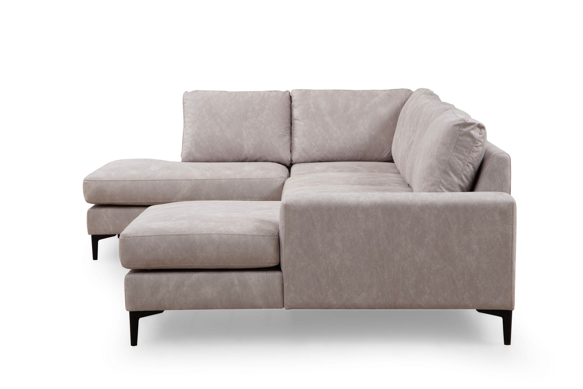 Sofá de canto elegante, bege, 200 x 314 x 155 cm | Estrutura em madeira de faia e aglomerado, 100% poliéster, almofadas de espuma macia | Design moderno para sala de estar