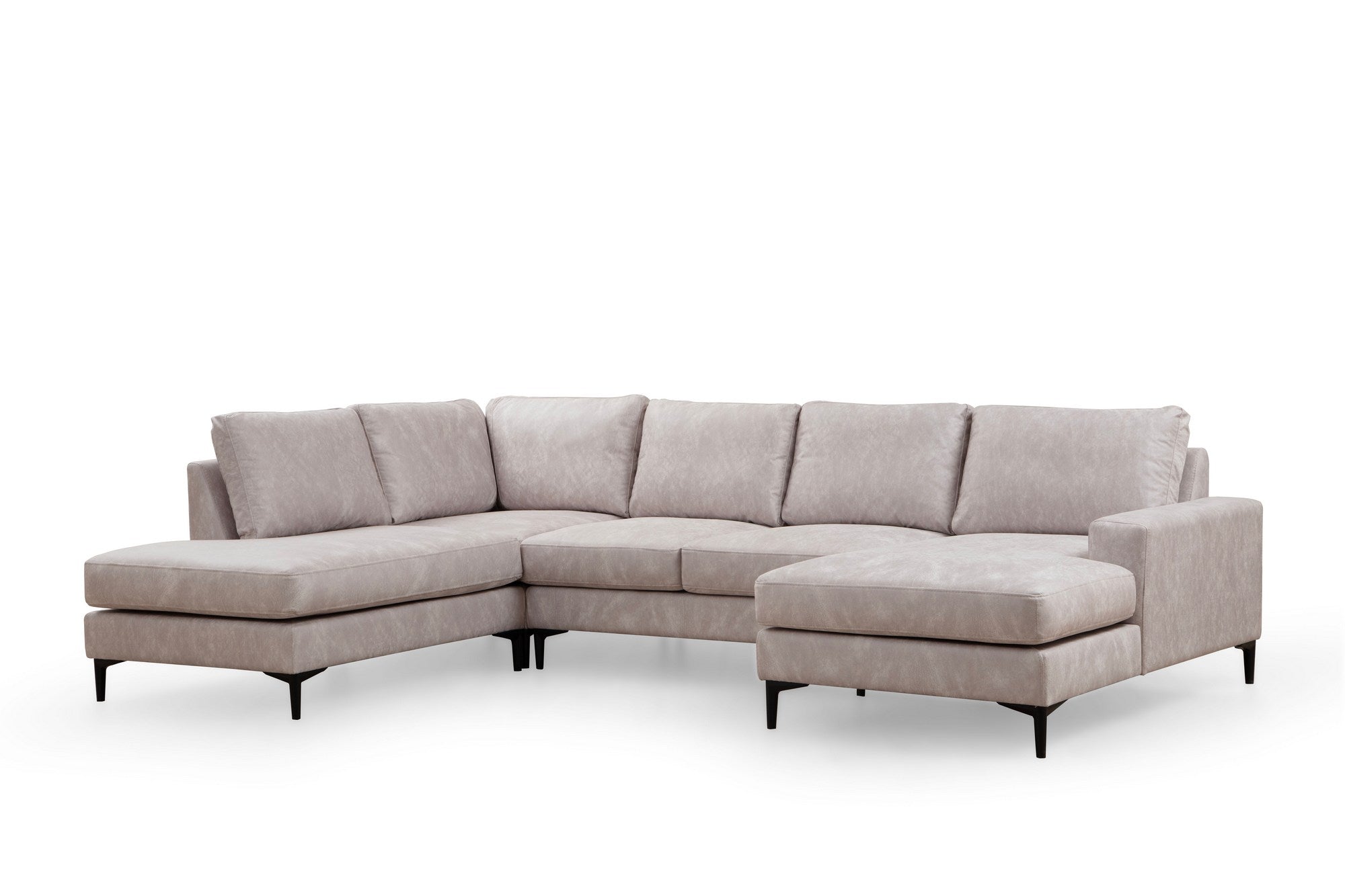 Sofá de canto elegante, bege, 200 x 314 x 155 cm | Estrutura em madeira de faia e aglomerado, 100% poliéster, almofadas de espuma macia | Design moderno para sala de estar