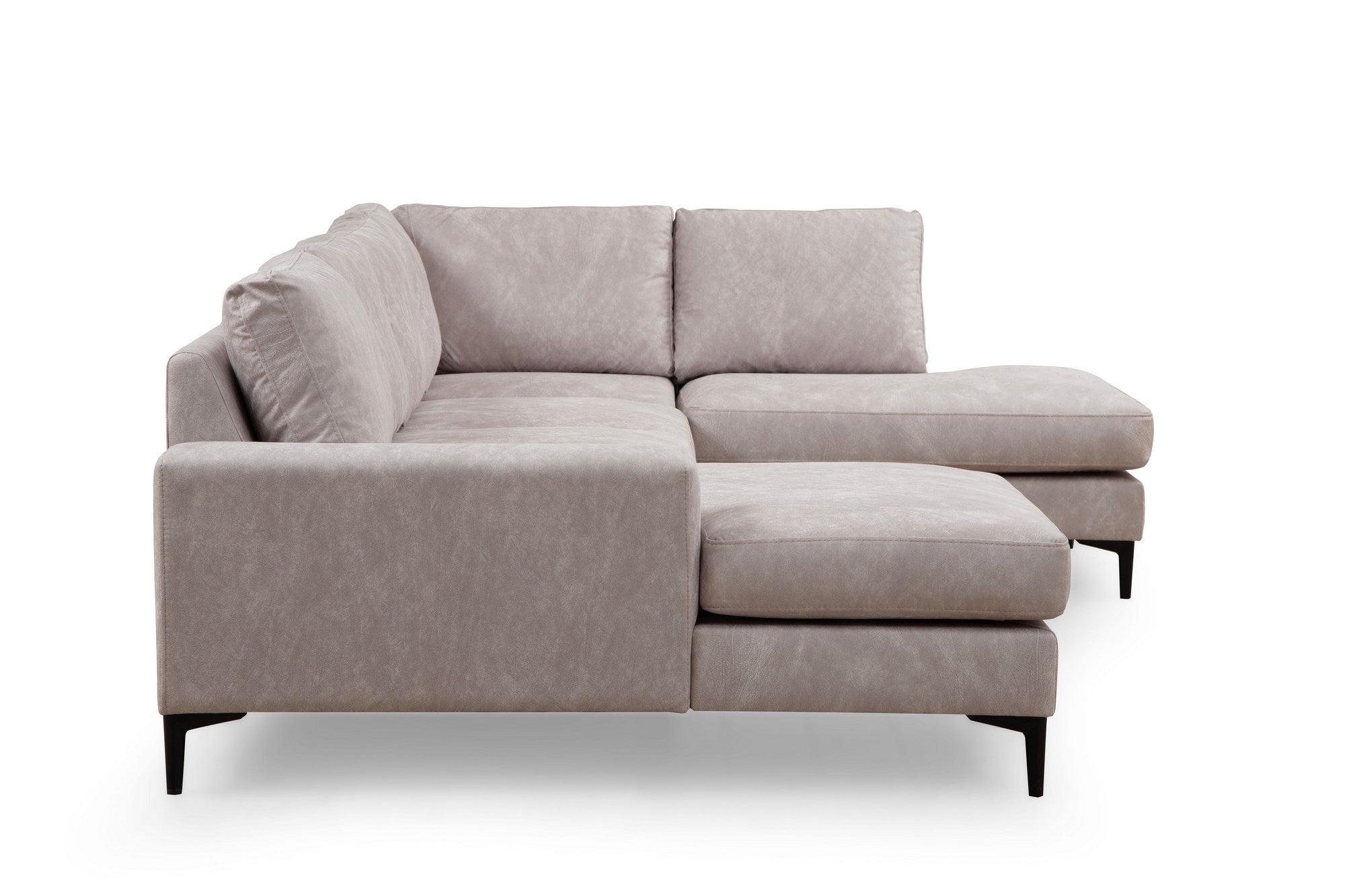 Sofá de canto elegante, bege, 155 x 314 x 200 cm | Estrutura em madeira de faia e aglomerado, 100% poliéster, almofadas de espuma macia | Design moderno para sala de estar