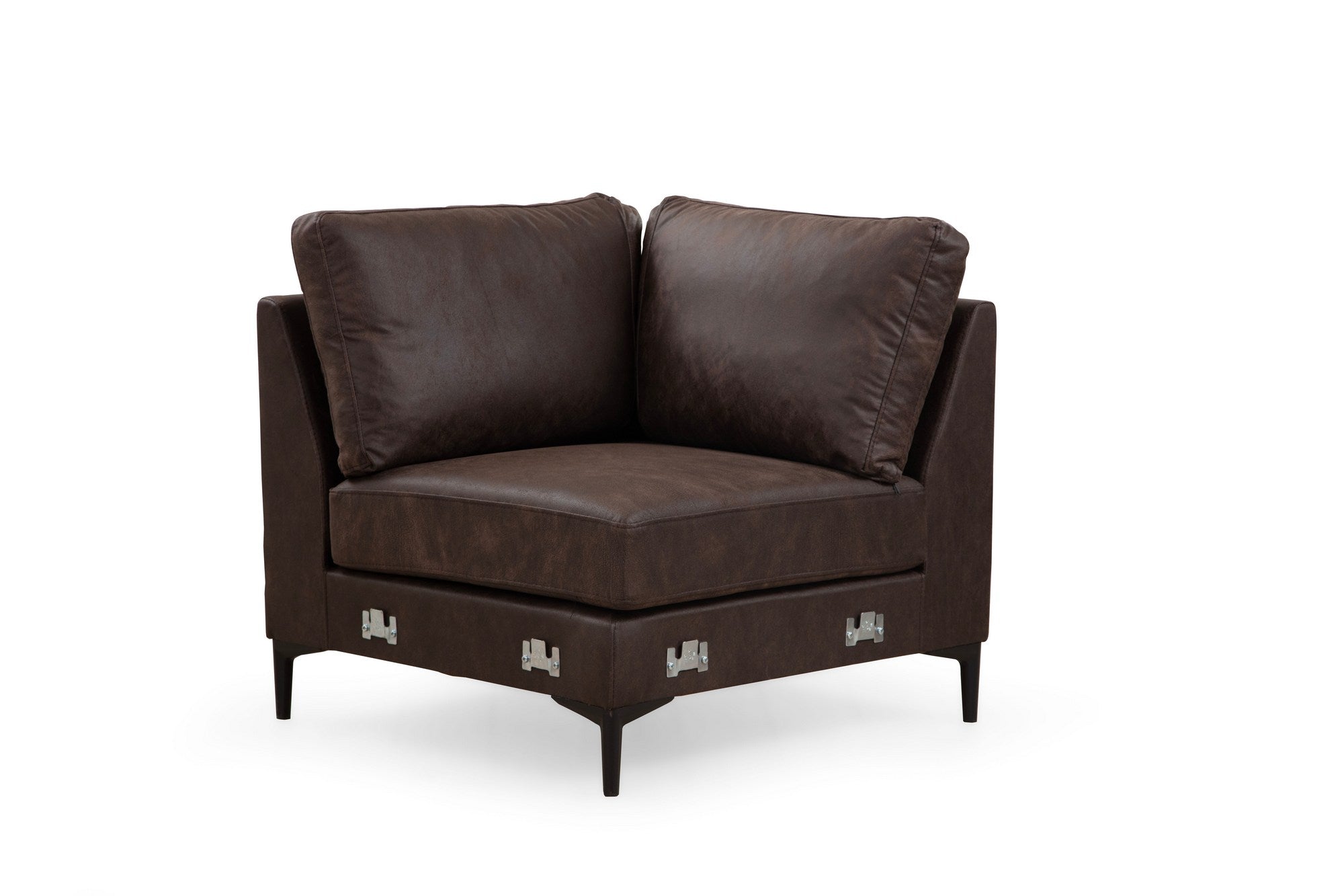 Sofá de canto elegante, marrom, 200 x 314 x 155 cm | Estrutura em madeira de faia e aglomerado, 100% poliéster, almofadas de espuma macia | Design moderno para sala de estar