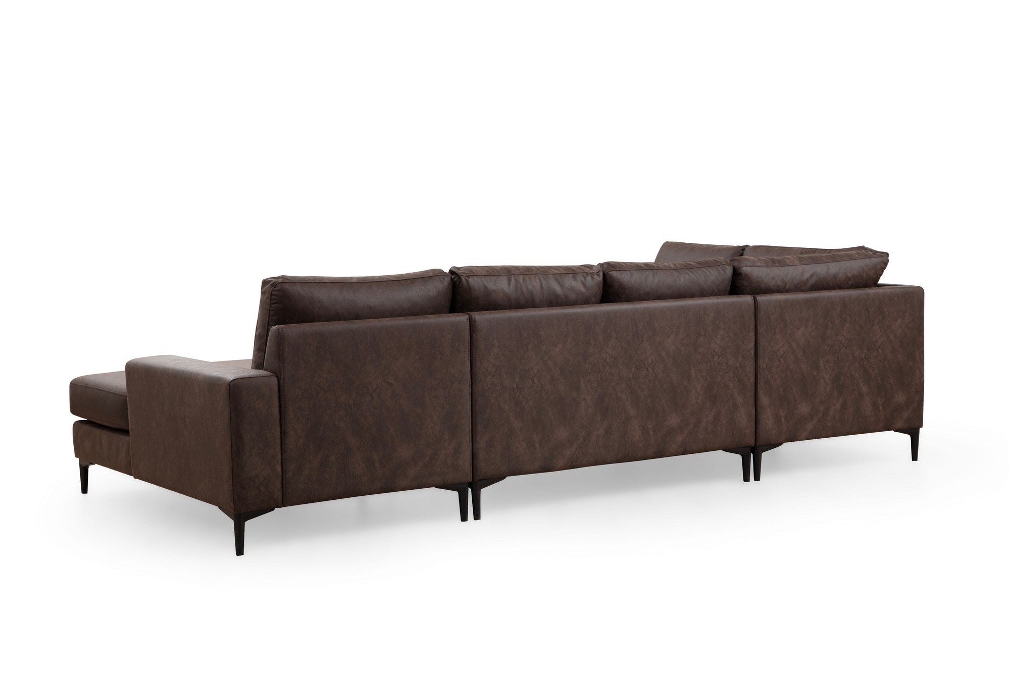 Sofá de canto elegante, marrom, 200 x 314 x 155 cm | Estrutura em madeira de faia e aglomerado, 100% poliéster, almofadas de espuma macia | Design moderno para sala de estar