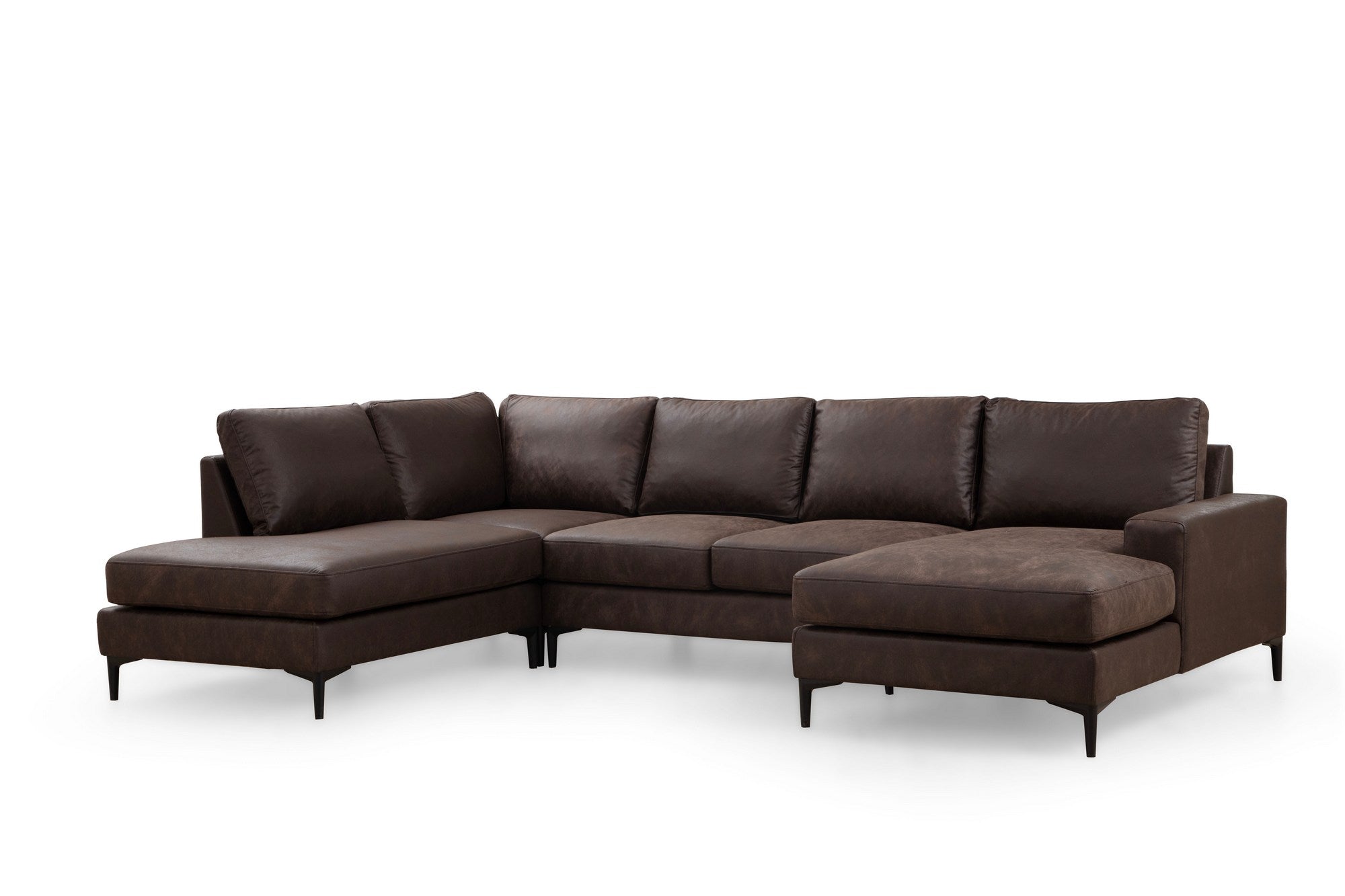 Sofá de canto elegante, marrom, 200 x 314 x 155 cm | Estrutura em madeira de faia e aglomerado, 100% poliéster, almofadas de espuma macia | Design moderno para sala de estar