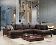 Sofá de canto elegante, marrom, 155 x 314 x 200 cm | Estrutura em madeira de faia e aglomerado, 100% poliéster, almofadas de espuma macia | Design moderno para sala de estar