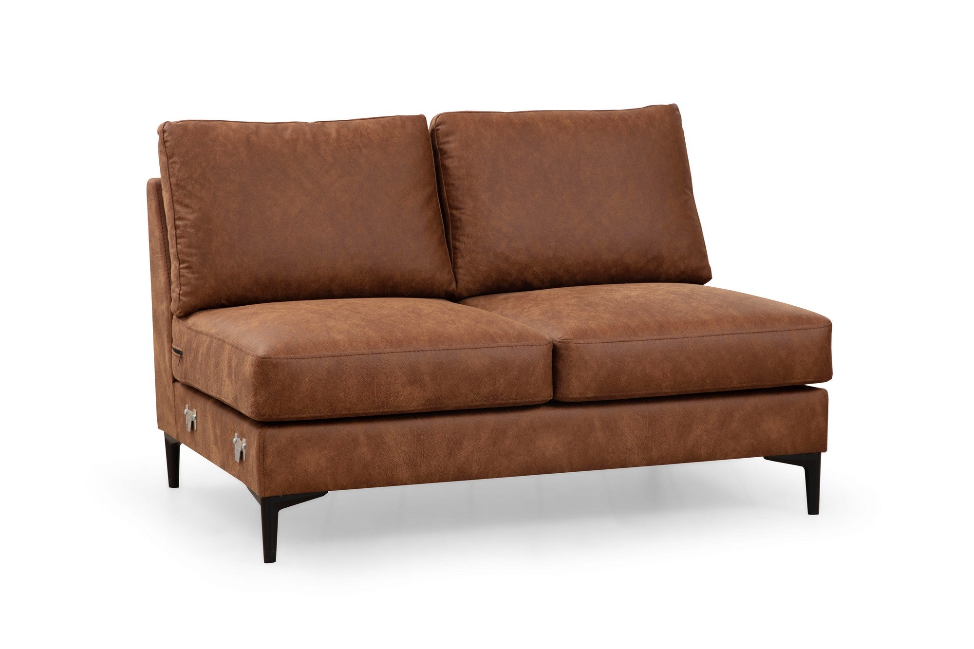Sofá de canto elegante, cor camelo, 200 x 314 x 155 cm | Estrutura em madeira de faia e aglomerado, 100% poliéster, almofadas de espuma macia | Design moderno para sala de estar