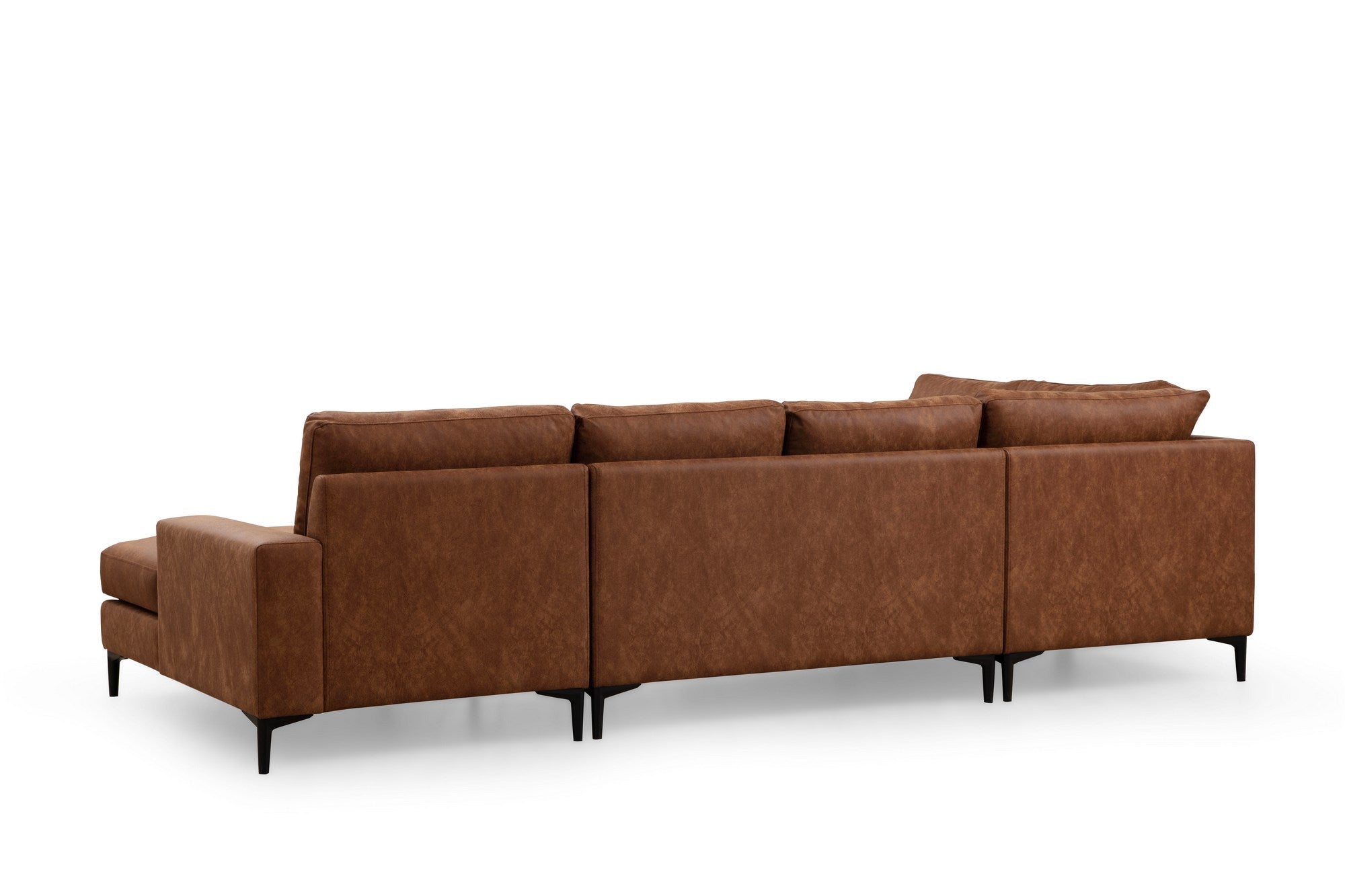 Sofá de canto elegante, cor camelo, 200 x 314 x 155 cm | Estrutura em madeira de faia e aglomerado, 100% poliéster, almofadas de espuma macia | Design moderno para sala de estar