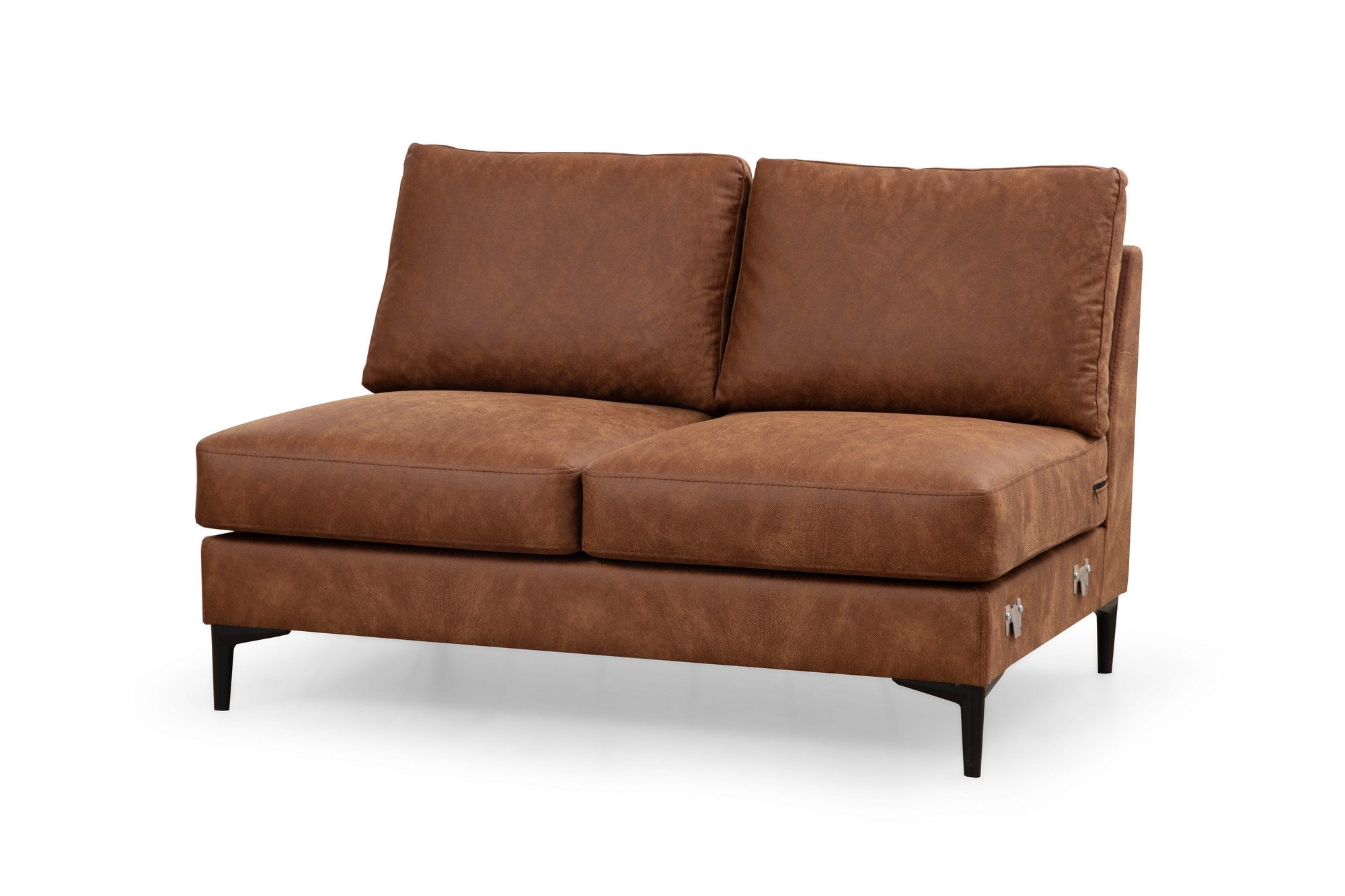 Sofá de canto elegante, cor camelo, 155 x 314 x 200 cm | Estrutura em madeira de faia e aglomerado, 100% poliéster, tecido lavável a seco | Design confortável e moderno