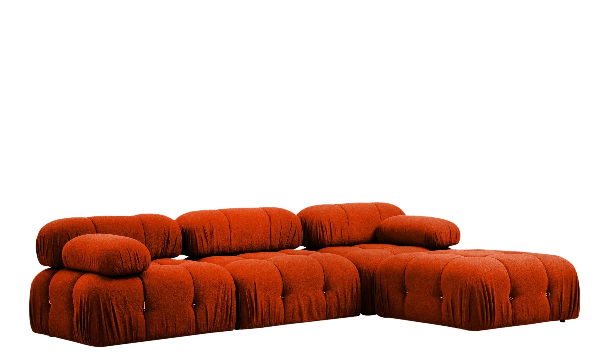 Sofá de canto elegante, vermelho-azulejo, 288 x 190 x 75 cm | Estrutura em madeira de faia e aglomerado, 100% poliéster, encosto e braço removíveis | Design confortável e moderno