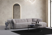 Sofá de canto elegante, cinza claro, 165 x 290 cm | Estrutura em madeira de faia e aglomerado, 100% poliéster, espuma macia, 2 almofadas incluídas | Perfeito para salas de estar modernas